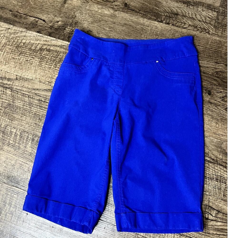 Westbound Petites High Rise Pull On Bermuda Shorts -Cobalt Blue  - Size 8